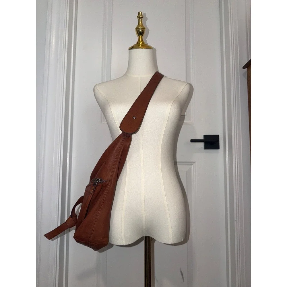 Kooba Hobo Bag Women Large Cognac Brown Good Soft Leather Slouchy Shoulder Bag